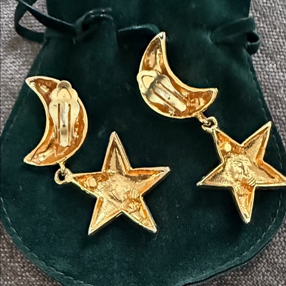 American Vintage Gold Moon and Star Earrings - Picture 2 of 6